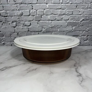 Vintage Corning Visions Amber V-33-B 2.5QT Casserole w/ Pyrex 7404-PC Lid ✅ - Picture 1 of 10