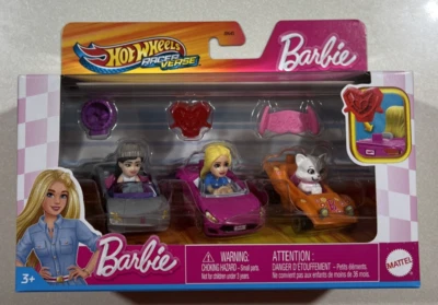 NEW 2025 Hot Wheels Racer Verse BARBIE 3-Pack Renee, Barbie Malibu & Blissa - Image 1 of 2