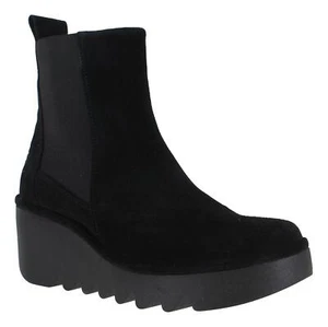 Fly London Bagu Womens Black Classic Wedge Heeled Pull On Ankle Boots - Picture 1 of 3