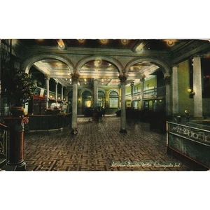 Postal Denison Hotel Interior Indianápolis Indiana IN De colección Parte posterior dividida - Imagen 1 de 3