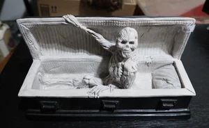 Arteology 1990 Skeleton in Coffin Ceramic Sculpture Halloween Decoration RARE - Picture 1 of 11