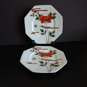 2 achteckige Salatteller Fleur et Nuages von Fitz and Floyd inkl. Vintage - Bild 1 von 11