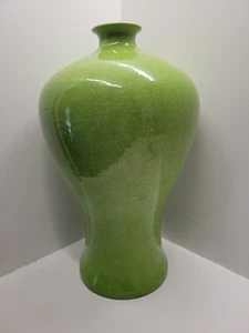 1722 Vintage Qing Dynasty Lime green crackle glaze signed large vessel - Picture 1 of 15
