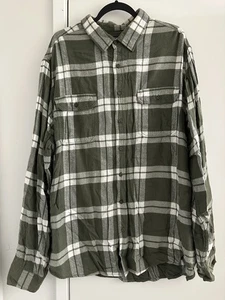 George Mens Button Down Shirt Size 2XL Green Long Sleeves Pockets Cotton Blend - Picture 1 of 12