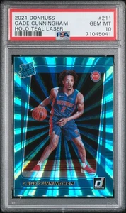 Panini Donruss Cade Cunningham 2021 Holo Teal Laser #211 PSA 10 - Imagen 1 de 3