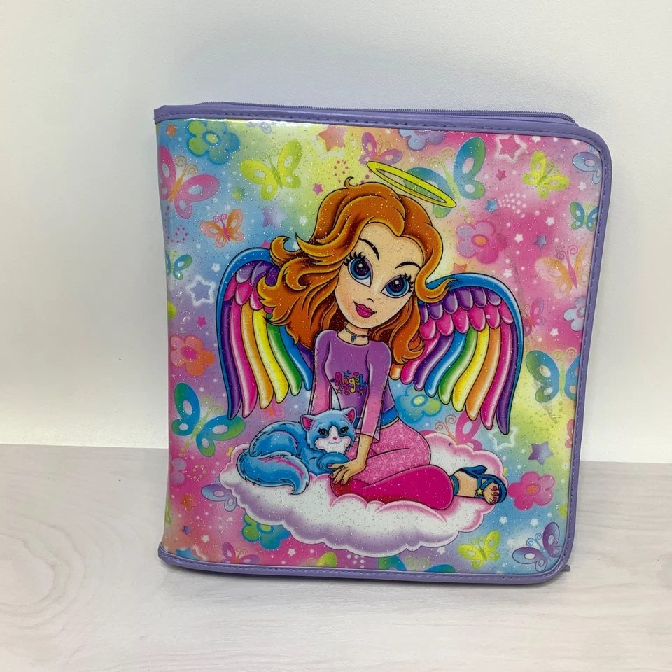 Carpeta de 3 anillas Lisa Frank Angel niña con cierre de cremallera diseño colorido Foto 1 de 4
