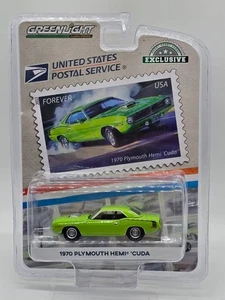1970 Green Plymouth HEMI Cuda USPS Muscle 1/64 Greenlight Hobby Exclusive - Picture 1 of 6
