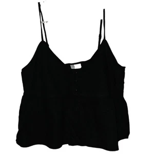 Women's  Spaghetti Strap Cropped Black Baby Doll Tank Top Small ABOUND  - Picture 1 of 8