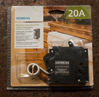 Siemens Q120DFP  20 Amp AFCI/GFCI Dual Function Circuit Breaker - Image 1 of 4