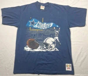 VTG Dallas Cowboys Medium Single Stitch Embroidered T-Shirt Nutmeg Mills 1993 - Picture 1 of 9