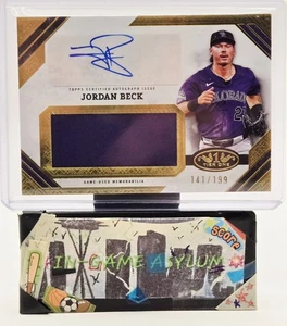 💥2025 Topps TIER ONE Jordan Beck Jumbo GAME USED Patch Auto Rockies SP /199!💥 - Picture 1 of 2
