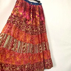 Vintage St Johns Bay Women’s Size 10 Large Tiered Cotton Maxi Skirt Button 90’s - Picture 1 of 7