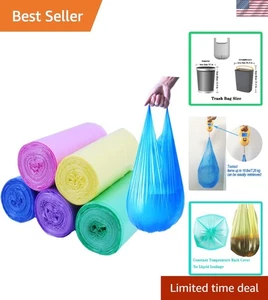 100 Sacchetti della spazzatura colorati resistenti da 4 galloni per un facile utilizzo - Manici integrati inclusi - Foto 1 di 8