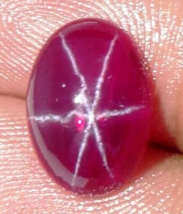 13.40 Cts. Natural Star Red Ruby 6 Rays Oval Cabochon Cut Certified Gemstone - Picture 1 of 3