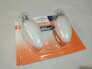 2 x Osram 60W 240V SES E14 Dimmable Opal NEW Candle Light Bulb lamp halogen - Picture 1 of 5
