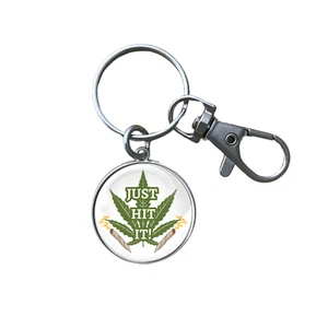 Weed Glass Cabochon Keyrings - Picture 1 of 8