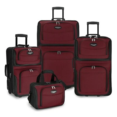 Travel Select Amsterdam Expandable Rolling Upright Luggage Burgundy 4-Piece Set - Image 1 of 4
