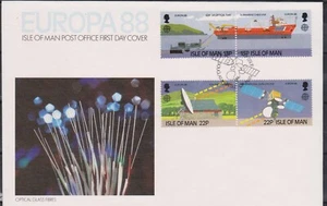 GB - ISLE of MAN 1988 Communications/Europa '88 SG 381-384 FDC SHIPS SATELLITES - Picture 1 of 1
