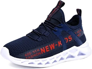 Kids Lightweight Trainers Running Walking Sport Fashion Shoes Blue Size 2.5(UK) - Picture 1 of 6