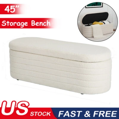 45" Storage Ottoman Bench Footrest Entryway Bench for Bedroom Storage Seat - Image 1 of 4