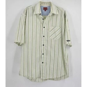 Tommy Hilfiger Herren Gr. L Kurzarm Hemd mit Knopfleiste grün weiß blau gestreift - Bild 1 von 5