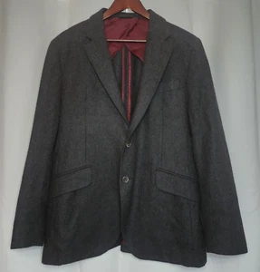 Hackett Mayfair Men's 42R Dark Gray Premium Wool Blazer Jacket Suede Elbow Patch - Picture 1 of 18