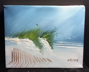 Ocean Dune Beach Art 8x10” Original Oil Textured Painting Canvas signed Kalman - Picture 1 of 7