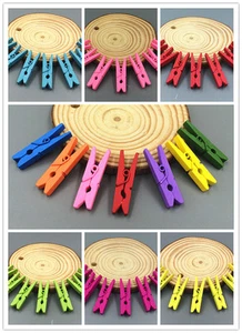 DIY Mini Multicolor Wooden Clothe Photo Paper Peg Clothespin Craft Clips 30MM - Picture 1 of 10