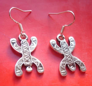 SILVER Moroccan free man zeed Amazigh Tifinagh alphabet earrings L20 mm - Picture 1 of 4