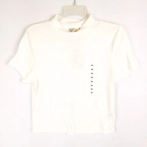 Pink Republic Top Shirt Womens Size XL Semi Sheer Ribbed Short Sleeve Mock Neck - Picture 1 of 12