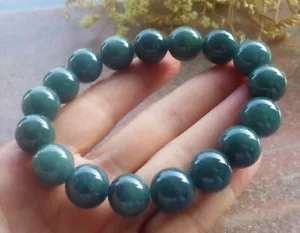 Video Certified Green A JADE Jadeite Beads Bangle Bracelet 12mm 手链 695207 AS - Picture 1 of 11