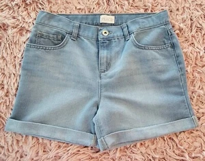 Girls PLACE Denim Shorts Size 14 Blue Jean Cuffed Classic Fit Adjustable Waist - Picture 1 of 6