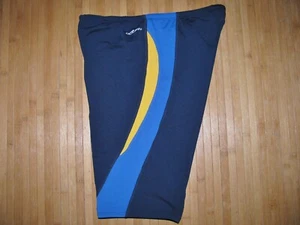 DOLFIN Swimsuit JAMMER Size 32 Nylon SPANDEX Swim Suit NAVY BLUE and YELLOW - Picture 1 of 3