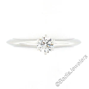 Classic Tiffany & Co. Platinum 0.27ctw Round Diamond Solitaire Engagement Ring - Picture 1 of 11