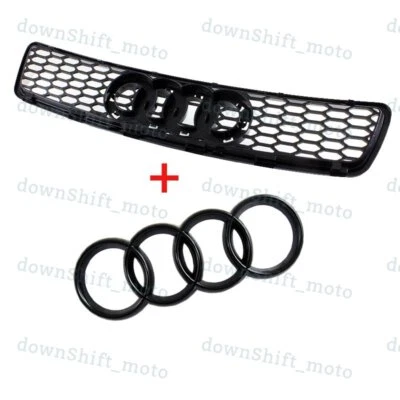 Parrilla de capó delantero deportiva ABS de malla X1 con emblema negro Audi para 96-01 Audi A4 S4 B5 Foto 1 de 4
