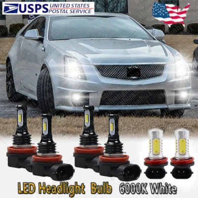 For 2008-2014 Cadillac CTS Sedan 6X 6000K LED Headlight Bulb Hi/Lo Fog Light HKB - Image 1 of 4