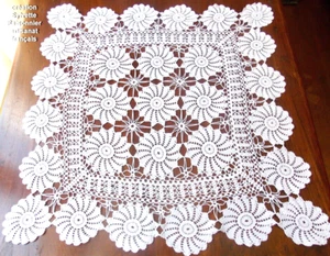 NAPPE SURNAPPE CROCHET MAIN CARRE BLANC 60 CM ANTINA*** - Picture 1 of 3