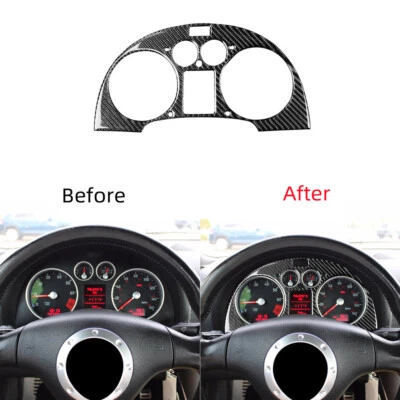 1PC Carbon Fiber Stickers Speedometer Panel Cover Trim For Audi TT 8N 2001-2006 - Image 1 of 4