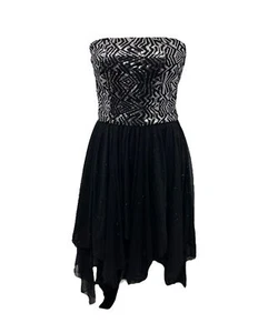 Love Reign Women's Halter Dress Size 9 Black and Silver Sequined Zipped Back - Picture 1 of 10