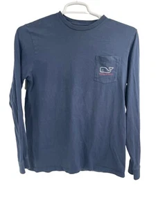 Vineyard Vines Boys XL 18 Navy Christmas Santa Whale Tee Long Sleeve T-shirt - Picture 1 of 10