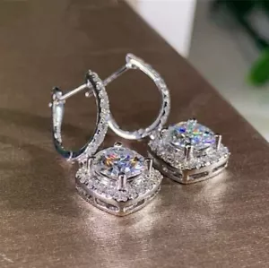 Wunderschöne Ohrhänger 2,30Ct Rundschliff simulierter Diamant 14k Weißgold vergoldet - Bild 1 von 4