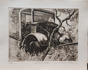 ELWOOD J. MILLER, Original Etching, End of the Road, Signed Numbered - Picture 1 of 5