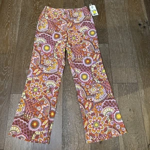 BILLABONG x Smiley Size 28 Linen So Trippy Printed Flare-Leg Pants NWT Hippy - Picture 1 of 7