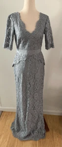 Vestido de Encaje Adrianna Papell Gris/Azul Gris Madre de la Novia Talla 2 bri - Imagen 1 de 7