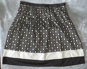 Vintage 90er Talbots Damen 10 Baumwolle seitlicher Reißverschluss A-Linie Rock braun & beige - Bild 1 von 9