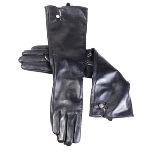 Women's Real Leather Warm Wool Lining Evening Party Touch Screen Long Gloves - Picture 1 of 10