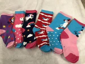 Girls Socks Unicorn Kids Crew Funny Cotton Novelty Cartoon Fashion Crazy 6 Pairs - Picture 1 of 10