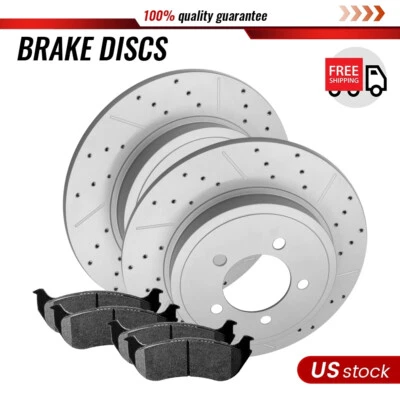 后钻开槽转子和刹车片适用于 2002 2003 2004 2005 年福特探险者 — 第 1/4 张图片