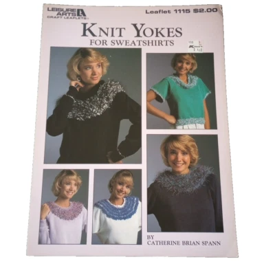 Leisure Arts 1115 Knit Yokes for Sweatshirts Leaflet 1987 - Image 1 of 2
