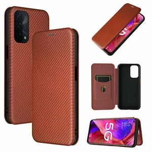 Flip Fiber Card Wallet Phone Case For Oneplus 7 8 9 10 Nord CE N10 N100 N200 5G - Picture 1 of 72